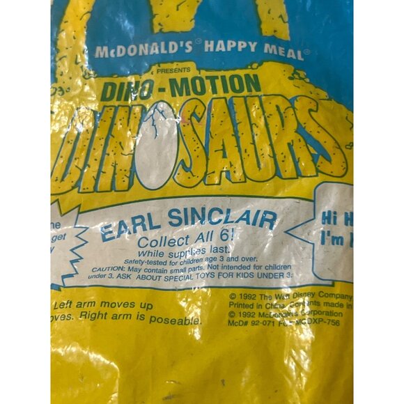 Vintage McDonalds Happy Meal Toy Dino-Motion Earl Sinclair 1992 New Sealed - Picture 2 of 3